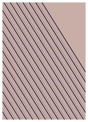 Elegant minimalist composition featuring dark diagonal stripes over a soft muted pink pastel surface area © MDABDUS
