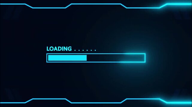 Game loading futuristic progress interface with glowing cyber user experience