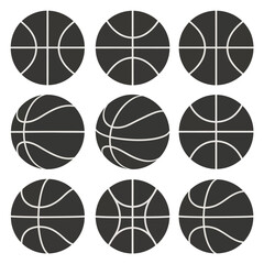 Obraz premium Black Basketball Icons on White Background