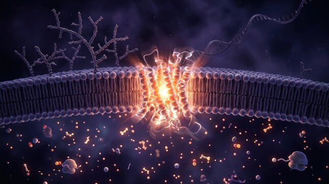 3d illustration of a g proteincoupled receptor in a cell membrane