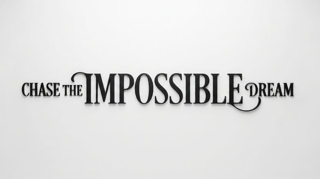 Chase the impossible dream typographic quote on minimalist white background