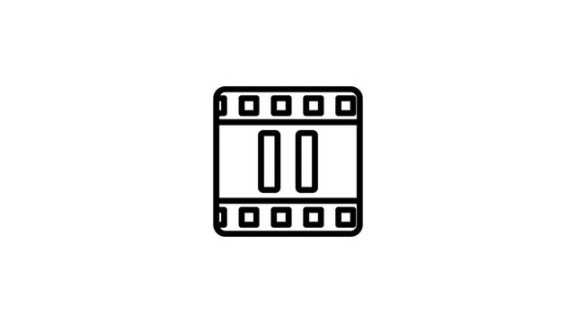 Play and pause film strip animated icon for motion picture, movie, cinema, broadcast, entertainment, video, media technology, cinematography, streaming. 4K video with alpha channel
