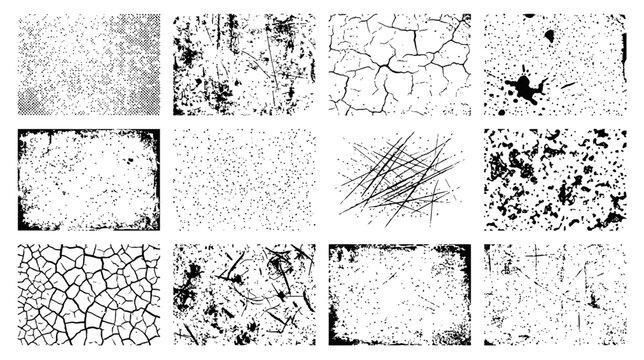 Distressed Grunge Texture Overlay Vector Set With Ink Effects