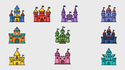 Colorful cartoon castles collection © Masha