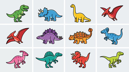 Colorful cartoon dinosaur collection © Masha