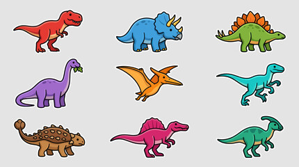 Colorful cartoon dinosaurs collection © Masha