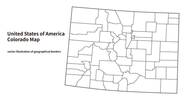 Colorado Map with Counties Boundaries, Minimal USA State Administrative Division Layout Template Vector Illustration