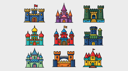Colorful castle illustrations © Masha