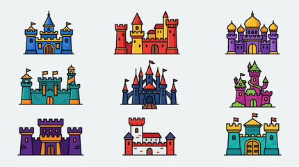 Colorful medieval castle illustrations © Masha
