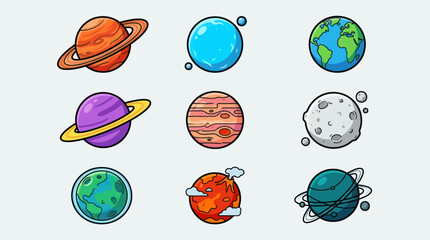 Colorful planets and celestial bodies collection © Masha