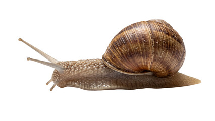 Garden snail with textured shell on transparent background © ATIQULISLAM