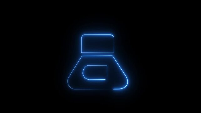 Glowing neon geometric shape line animation. Neon line frame on black background.4k Animation Video.