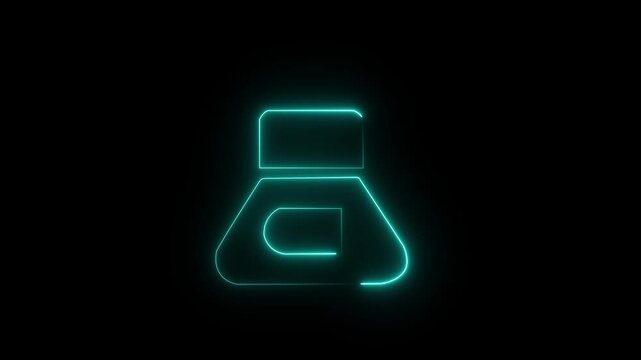 Glowing neon geometric shape line animation. Neon line frame on black background.4k Animation Video.