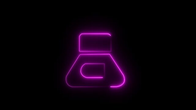 Glowing neon geometric shape line animation. Neon line frame on black background.4k Animation Video.