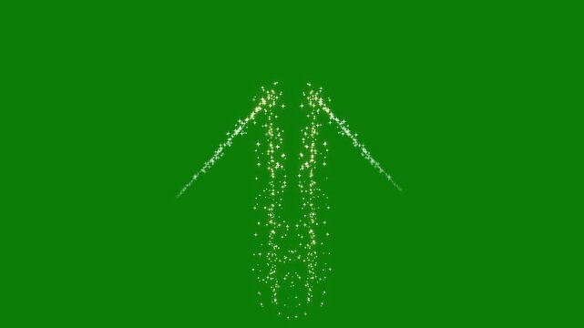 Glowing star glitter line animation featuring magical twinkling particles, white sparkle dust, fairy trail transition, smooth vector cartoon doodle overlay with seamless loop on green screen, 4K