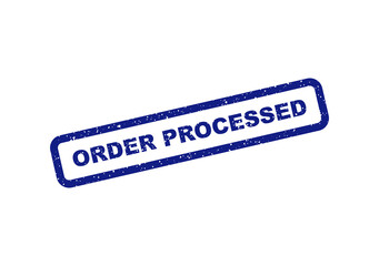Obraz premium Blue ink rubber stamp with the text order processed isolated on transparent background