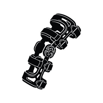 Medical knee brace support silhouette vector illustration isolated on white background art.