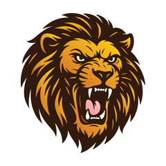 Fototapeta premium the lion's head is opening its mouth
