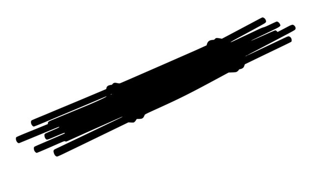 Black Silhouette of a Bundle of Wooden Sticks Tied Together
