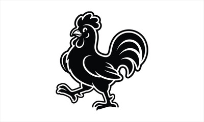 Fototapeta premium Funny Rooster Silhouette Vector Bundle, Cute Quirky Cartoon Chicken Clipart for T-Shirt Design, 