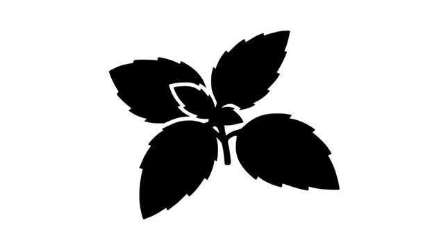 Mint leaf silhouette icon vector illustration isolated on white