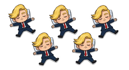 Fototapeta premium Cartoon Illustration of Sleeping Blond Men in Suits
