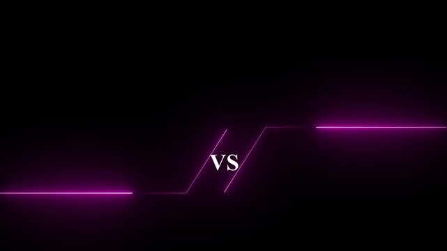 glowing purple neon line  Vs text Animation. Competition vs match game 4k animation video ,,,,