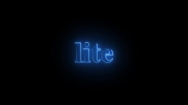 Glowing blue neon lite text animation with black background animation video 4k.