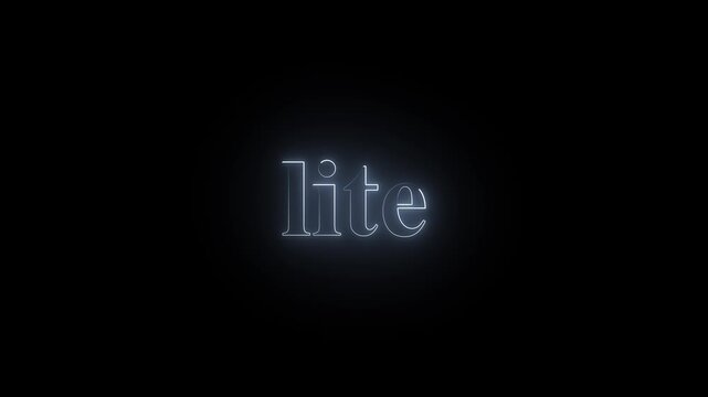 Glowing white neon lite text animation with black background animation video 4k.