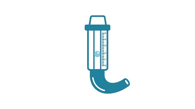 Simple medical breathing exercise device icon with flow measurement.