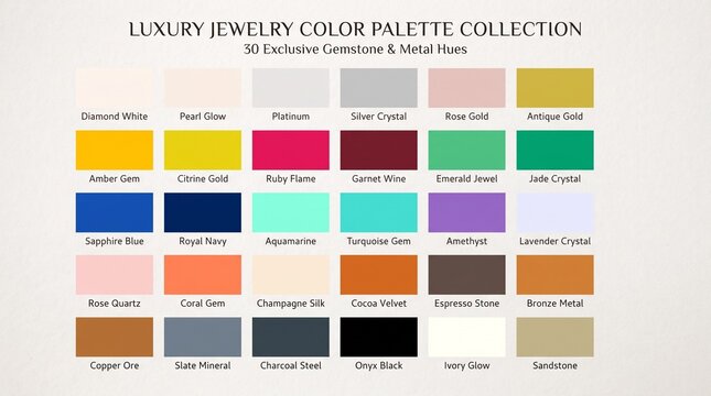 Luxury jewelry color palette collection for fine accessories design