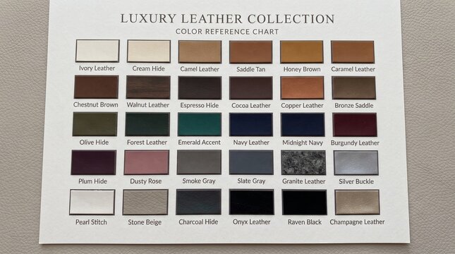 Luxury leather collection color palette for interior design with collection