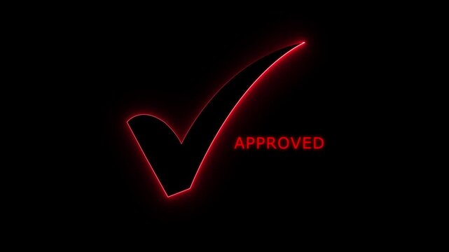 Red check mark transparent background . 4K video approved, verified success confirmation accepted, correct yes OK Background for Web and UI.