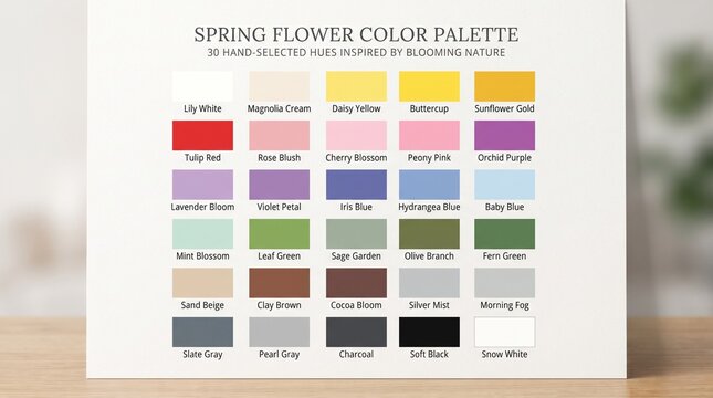 Spring flower color palette collection seasonal swatch guide with seasonal
