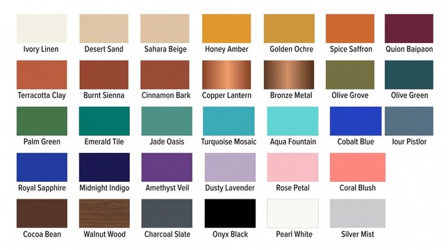 Professional color palette swatch guide for interior design with interior