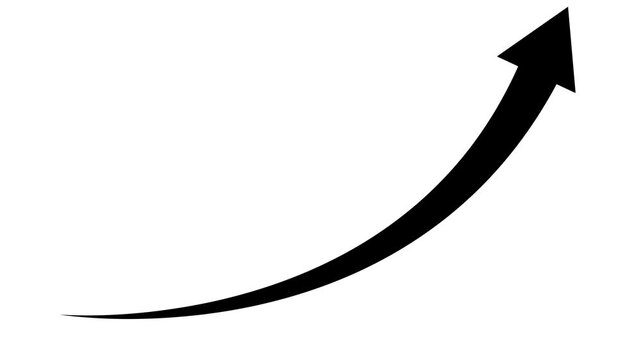 Business growth graph and black arrow rising animation on a transparent and black background