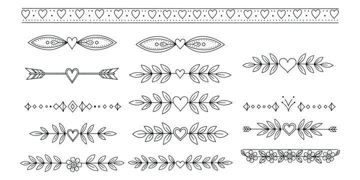 Set of black vintage decorative flourish dividers and line borders