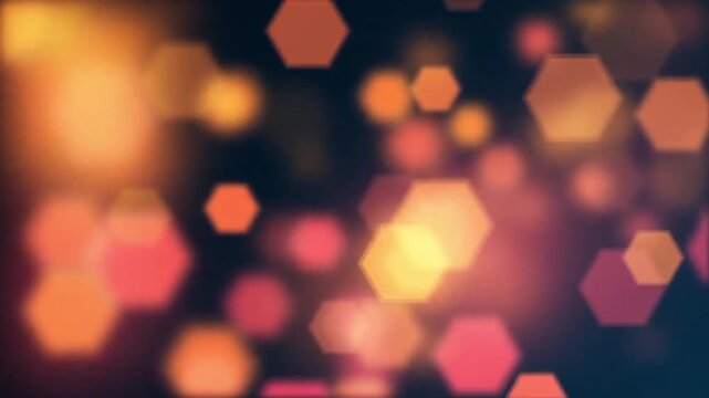 Bokeh hexagon glowing abstract lights creating dreamy colorful background atmosphere