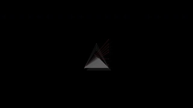 Minimalist geometric triangle animation on solid black background.