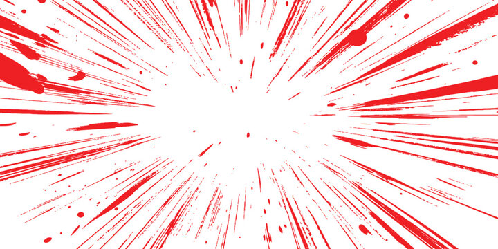 Abstract comic manga speed lines explosion background with dynamic action radial burst effect vector illustration template.