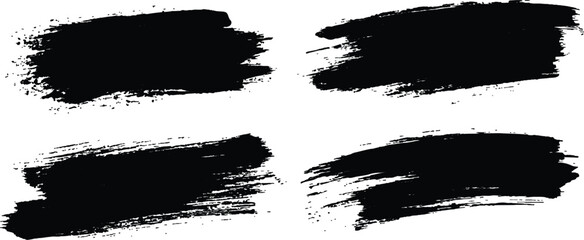 Set of abstract black grunge brush strokes and dry paint smears texture on white background vector illustration. © Design House