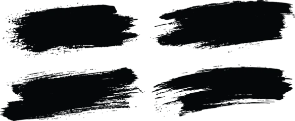 Set of abstract black grunge brush strokes and dry paint smears texture on white background vector illustration. © Design House