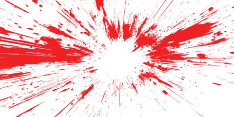 Abstract red paint splash explosion and radial speed lines comic art background with grunge splatter vector illustration. © Design House