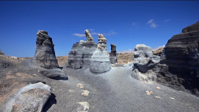 Eroded Volcanic Rock Formations in Ciudad Estratificada Los Roferos of Teseguite Lanzarote
