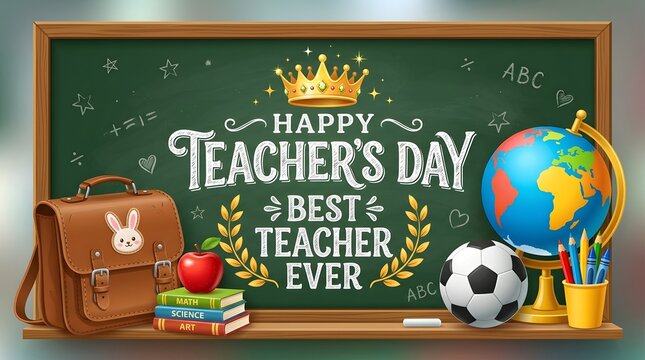 Happy teacher day illustration school supplies globe and appreciation message for educators
