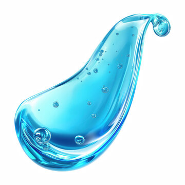 Realistic Blue Cosmetic Gel Droplet Splash Isolated on Transparent Background