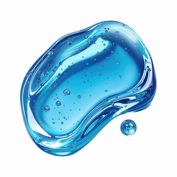 Realistic Blue Cosmetic Gel Smear with Air Bubbles Isolated on Transparent Background