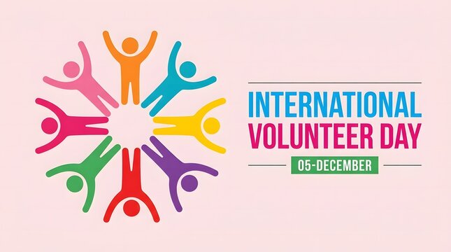 International volunteer day with human figures circle concept