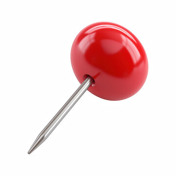 Realistic Red Pushpin Thumbtack Isolated on Transparent Background