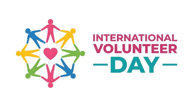Colorful human figures circle international volunteer day